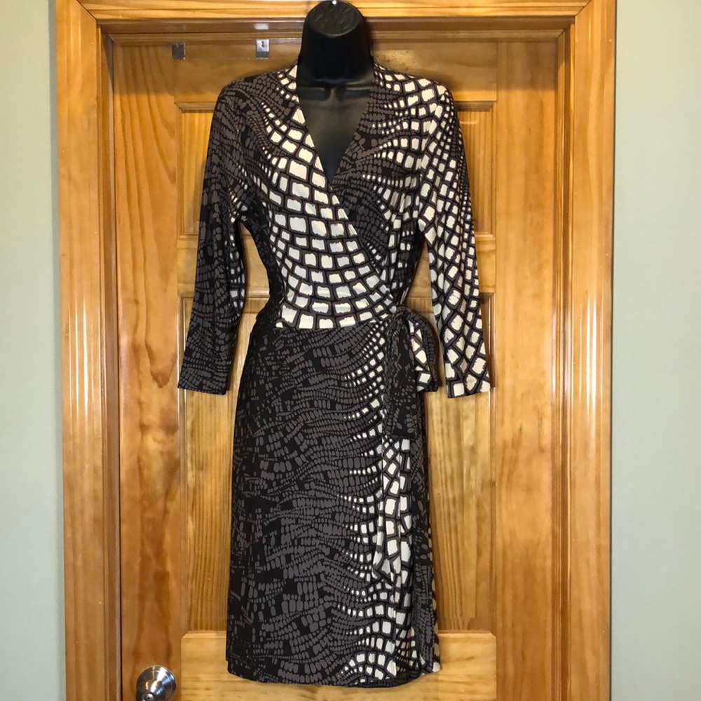 Etcetera Reptile Geo Abstract Print Wrap Dress - image 1